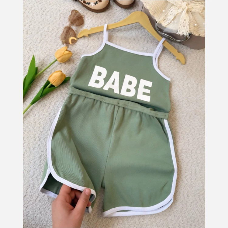رمپر دخترانه پنبه کبریتی مدل BABE در 4 رنگ سایز 2 تا 9 سال