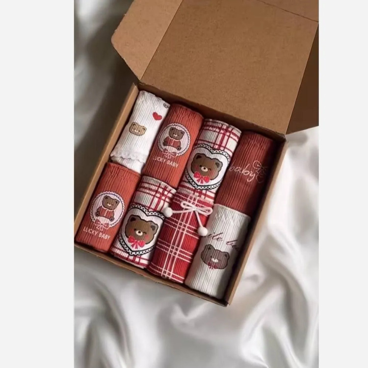 شورت زنانه عروسکی کبریتی نخی طرح دار سایز لارج