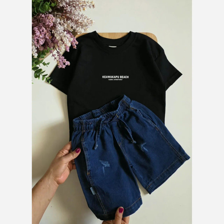 بلوز تک پسرانه و دخترانه مشکی پنبهای سایز 3 تا 10 سال در دو طرح