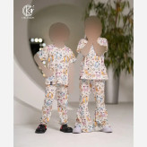 ست لباس راحتی خواهر برادری طرح هاپو خوشحال جنس پنبه مناسب 2 تا 7 سال