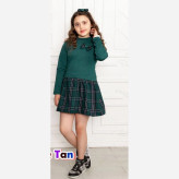 ست سارافون دخترانه پاییزی پنبه دورس و دامن کشمیر به همراه تل سر
