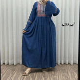 پیراهن نخی گلدوزی شده زنانه مدل مانیا فری سایز مناسب تا سایز 48