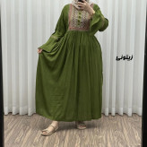پیراهن نخی گلدوزی شده زنانه مدل مانیا فری سایز مناسب تا سایز 48
