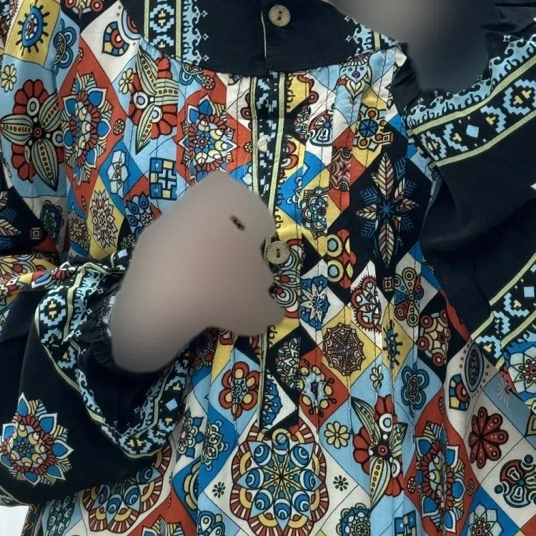 تونیک نخی زنانه سایز بزرگ مدل ستاره کوچک دکمه دار