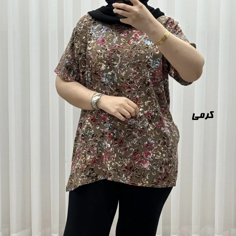 تیشرت نخی زنانه مدل پاپیا فری سایز مناسب تا سایز 50