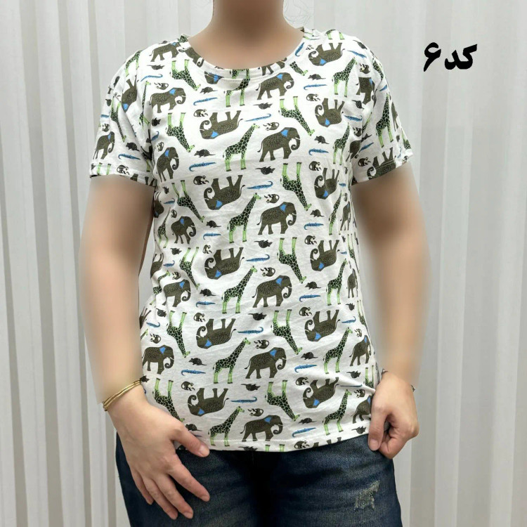 تیشرت طرحدار H&M نخ پنبه چهارفصل زنانه دخترانه سایزبزرگ تا XL XXL XXXL تنخور راحت