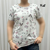 تیشرت طرحدار H&M نخ پنبه چهارفصل زنانه دخترانه سایزبزرگ تا XL XXL XXXL تنخور راحت