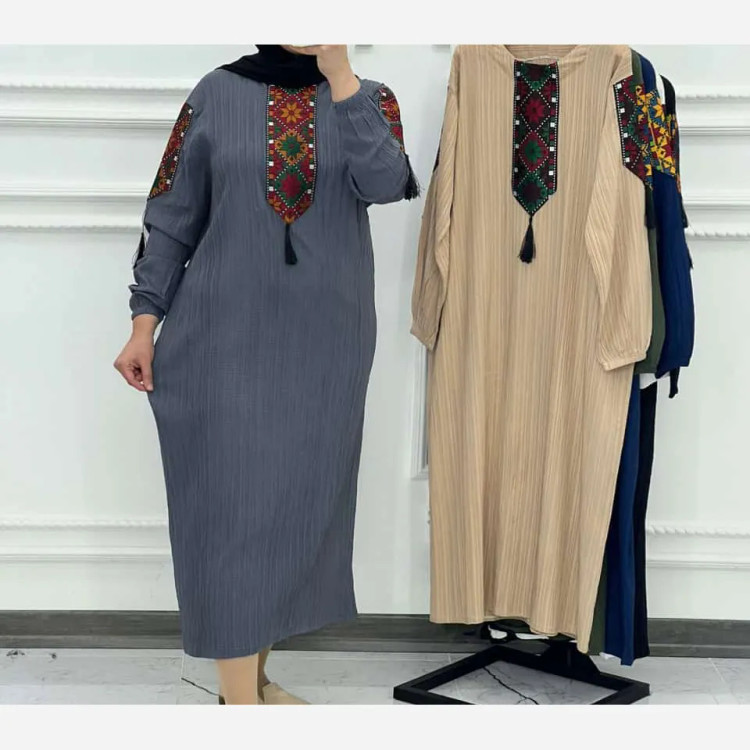 پیراهن زنانه کراش کتیبه ای فری سایز مناسب تا سایز 50