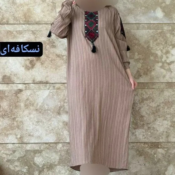 پیراهن زنانه کراش کتیبه ای فری سایز مناسب تا سایز 50