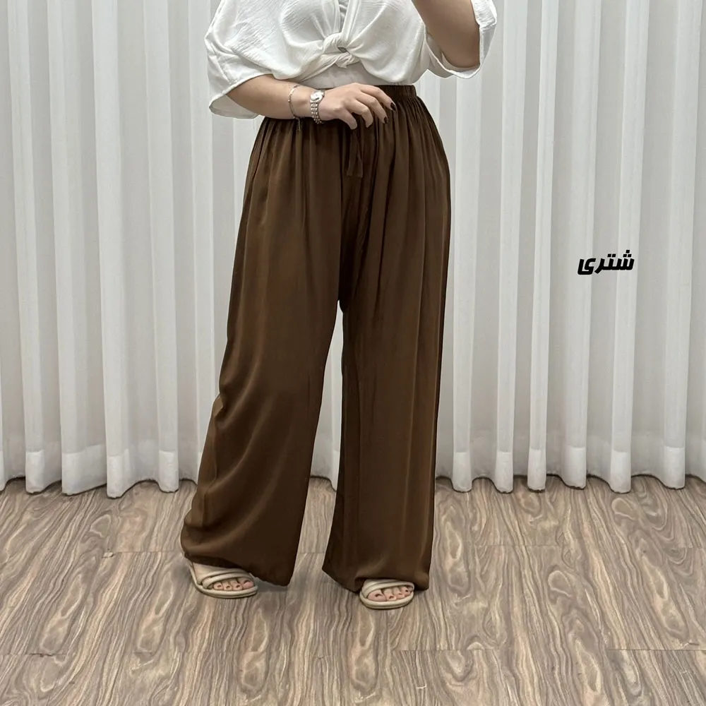 شلوار نخی زنانه قواره دار فری سایز مناسب تا سایز 48