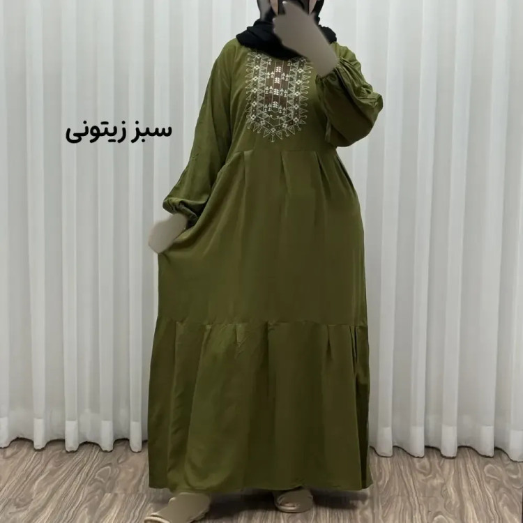 پیراهن ساحلی نخی زنانه مدل آیدا فری سایز مناسب تا 50 با کمربند