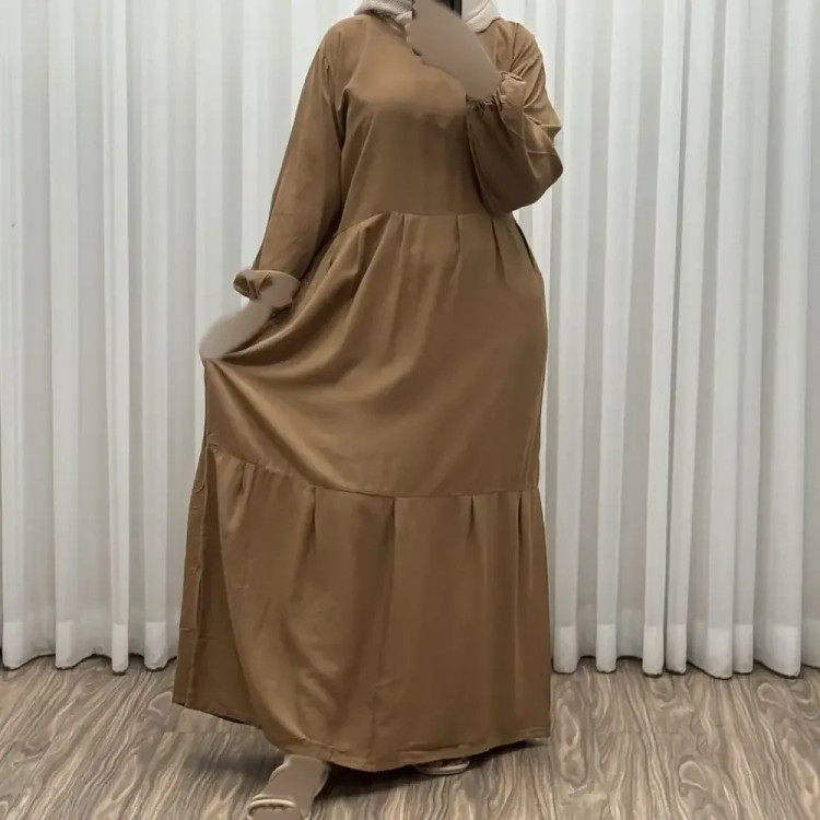 پیراهن ساحلی زنانه مدل آیدا نخی فری سایز با کمربند