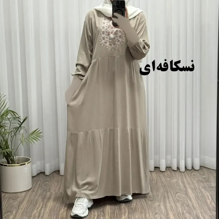 پیراهن ساحلی نخی زنانه مدل آیدا فری سایز مناسب تا 50 با کمربند