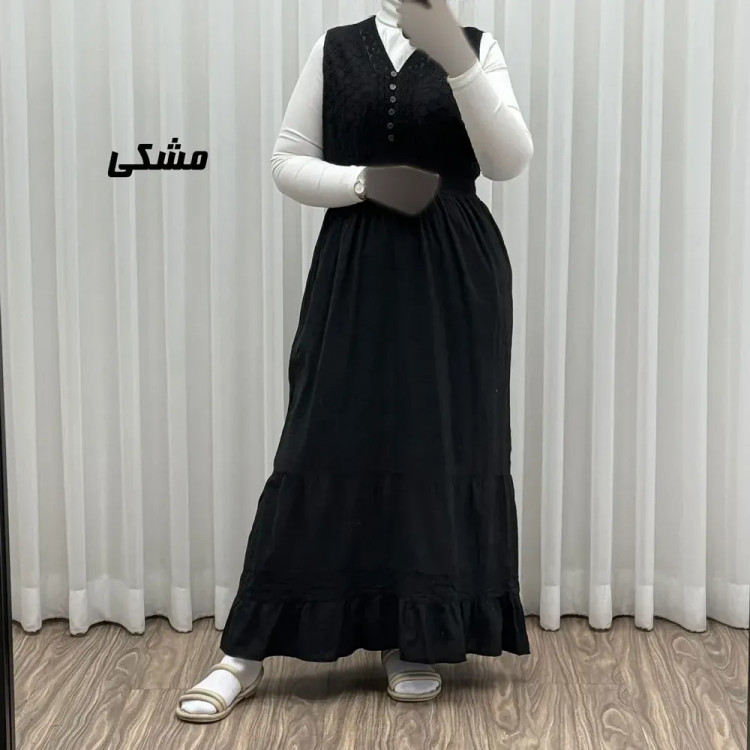 پیراهن ساحلی زنانه مدل سلن جنس نخ تافته سنگشور فری سایز آستردار