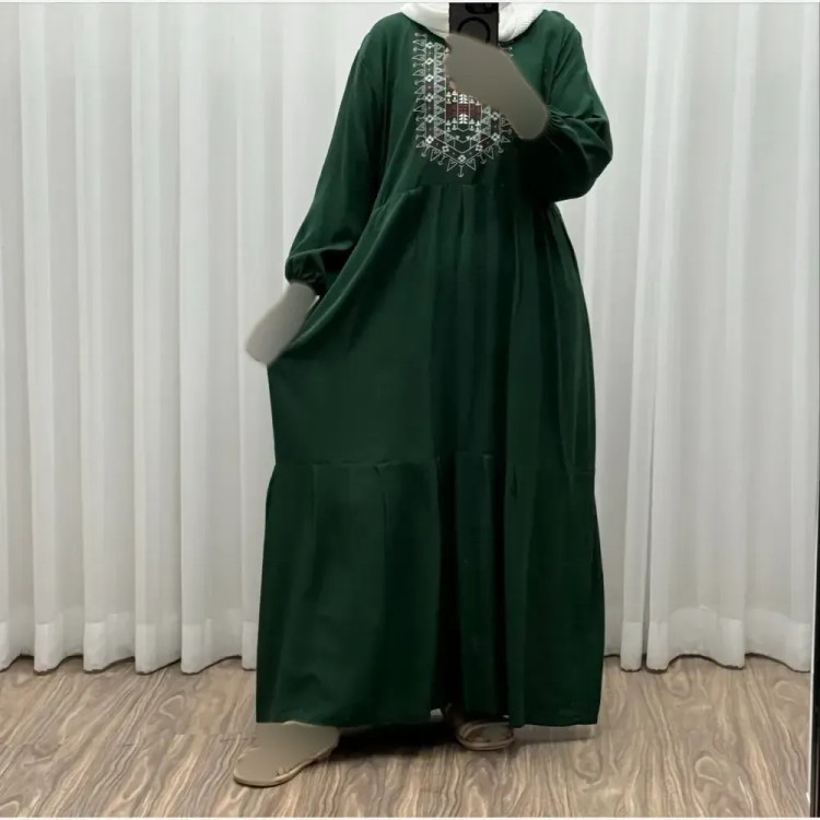 پیراهن ساحلی نخی زنانه مدل آیدا فری سایز مناسب تا 50 با کمربند
