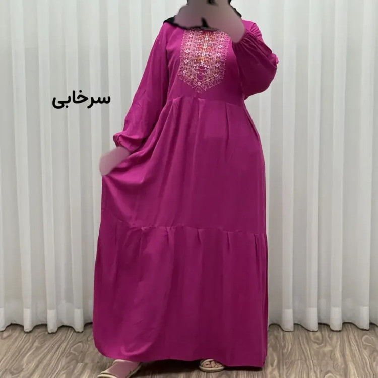 پیراهن ساحلی نخی زنانه مدل آیدا فری سایز مناسب تا 50 با کمربند