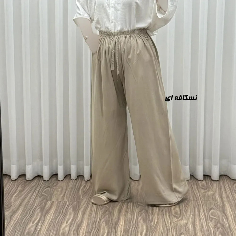 شلوار نخی زنانه راحتی فری سایز مناسب تا سایز 50 قد 107