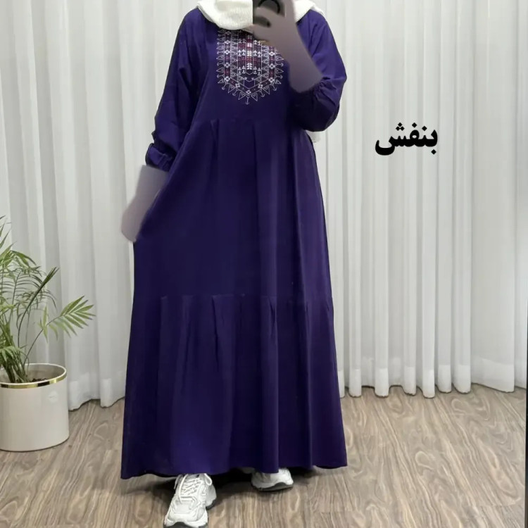پیراهن ساحلی نخی زنانه مدل آیدا فری سایز مناسب تا 50 با کمربند
