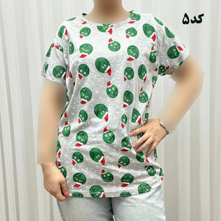 تیشرت طرحدار H&M کد 1169 نخ پنبه چهارفصل زنانه دخترانه تنخور راحت