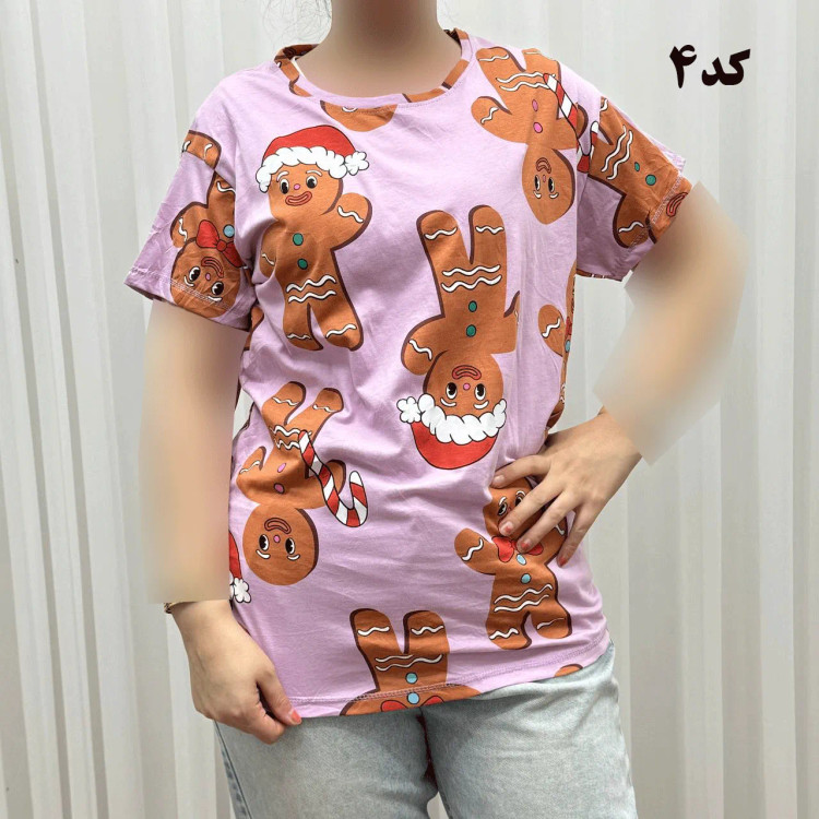 تیشرت طرحدار H&M کد 1169 نخ پنبه چهارفصل زنانه دخترانه تنخور راحت
