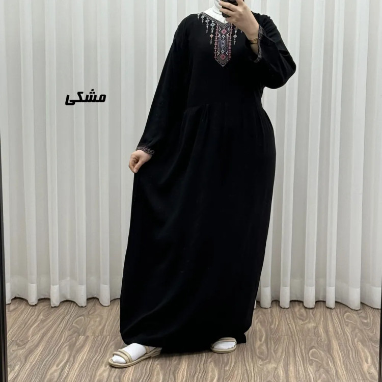 پیراهن ساحلی نخی زنانه مدل آتریسا فری سایز مناسب تا سایز 48 بهمراه کمربند