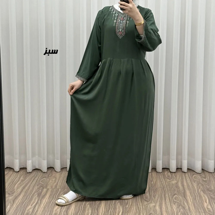 پیراهن ساحلی نخی زنانه مدل آتریسا فری سایز مناسب تا سایز 48 بهمراه کمربند