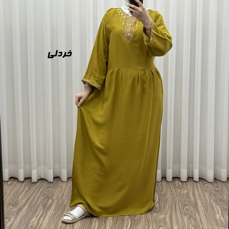 پیراهن ساحلی نخی زنانه مدل آتریسا فری سایز مناسب تا سایز 48 بهمراه کمربند