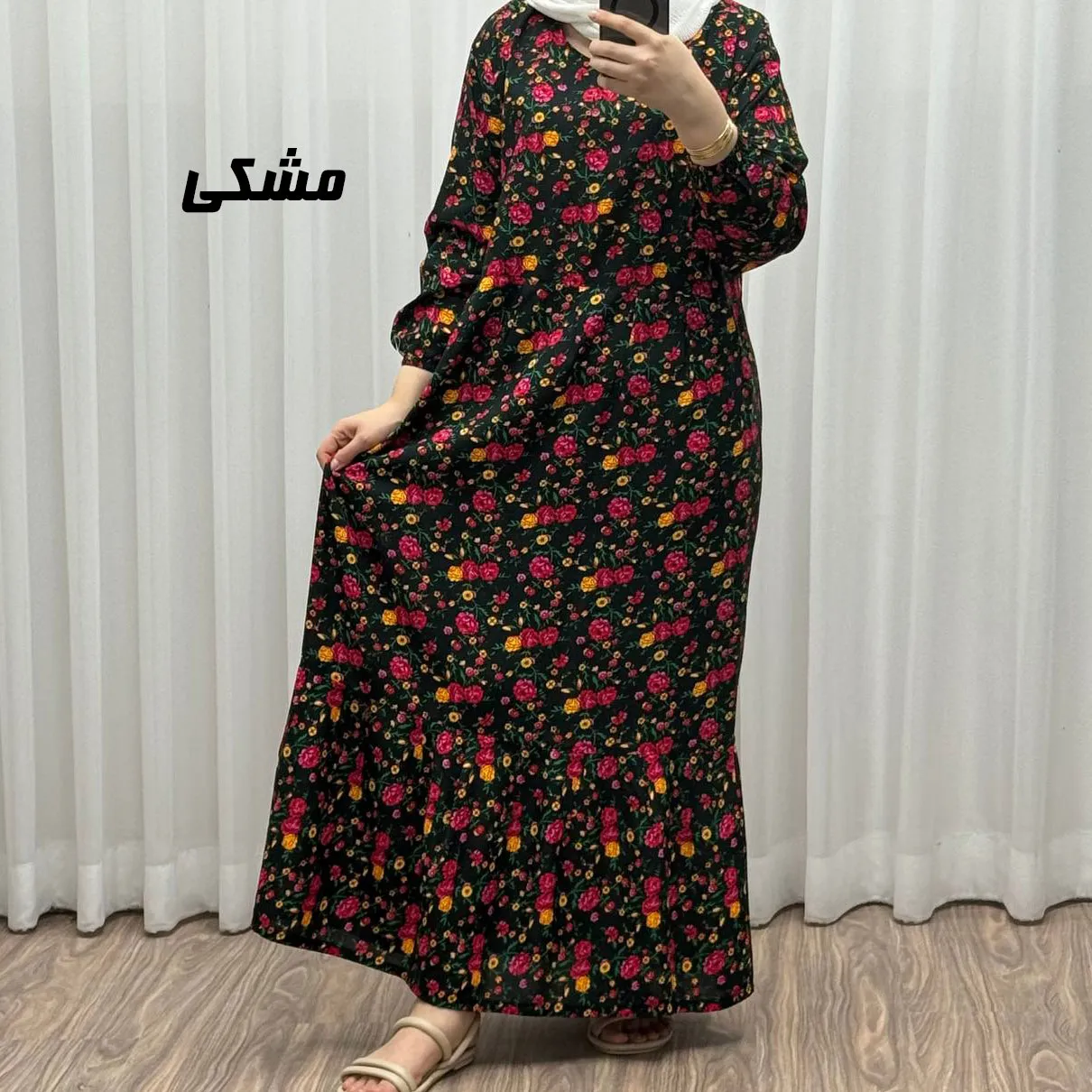 پیراهن نخی ترکمنستان گلریز چین دار فری سایز تا 48 تنخور شیک و راحت چهارفصل کمربند دار