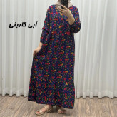 پیراهن نخی ترکمنستان گلریز چین دار فری سایز تا 48 تنخور شیک و راحت چهارفصل کمربند دار