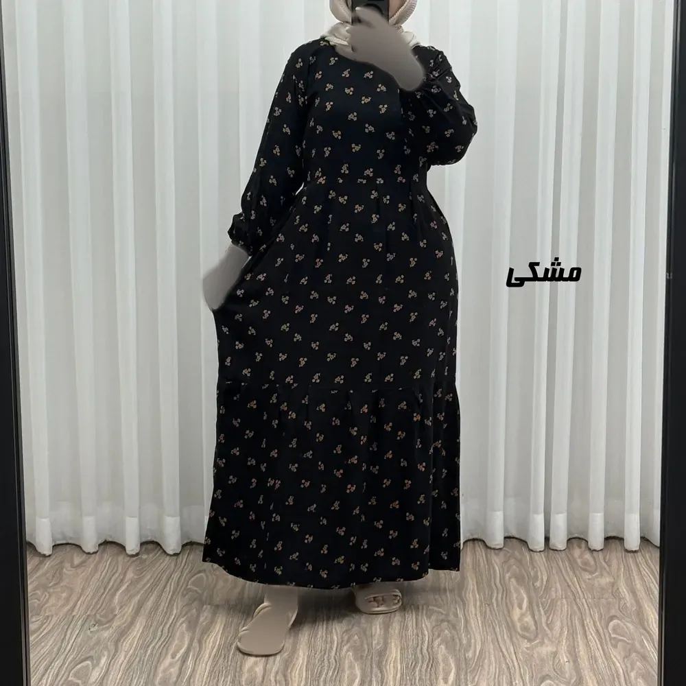 پیراهن ساحلی نخی گلدار زنانه و دخترانه فری سایز مناسب تا 44 با کمربند