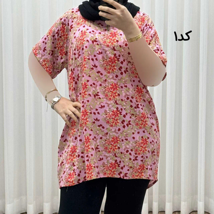 تیشرت نخی فری سایز زنانه مصی کد 1394 تن خور راحت چهارفصل