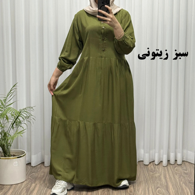 پیراهن ساحلی جلو دکمه نخی شسته شده فری سایز تا 46 بدون آبرفت و رنگ رفت کمربند دار تن خور شیک