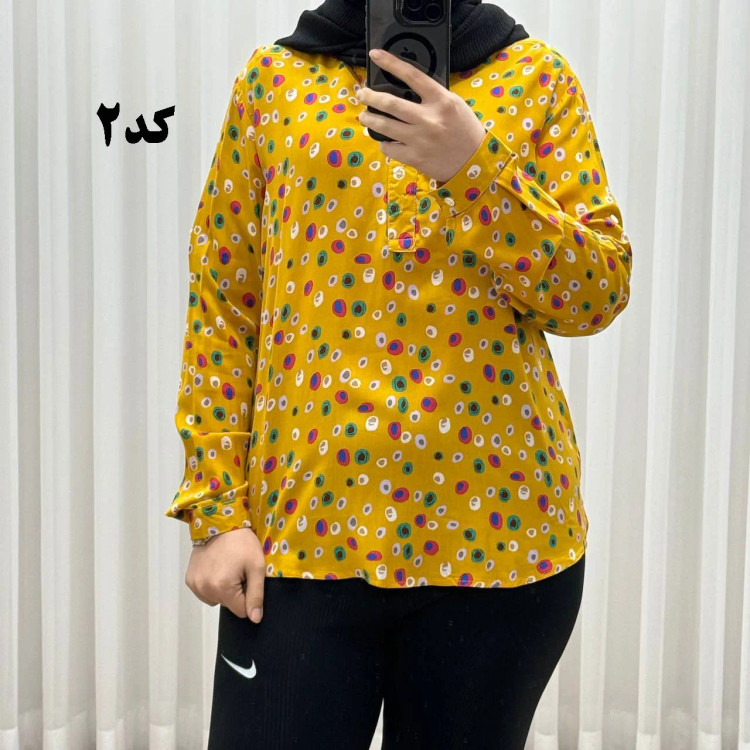 شومیز نخی وارداتی فری سایز تا سایز 50 تن خور شیک و راحت چهارفصل با دکمه جلو بدون سایه اندازی