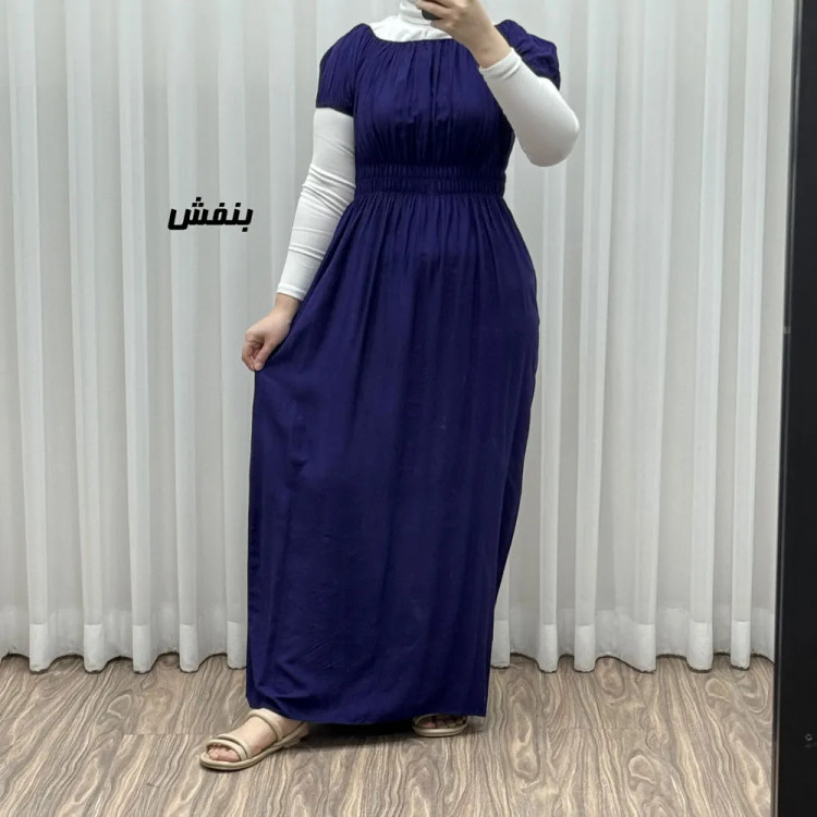 پیراهن ساحلی نخی زنانه و دخترانه آستین کوتاه فری سایز مدل باربی