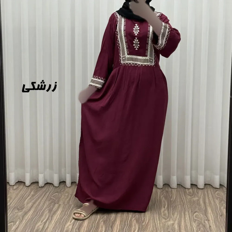 پیراهن ساحلی نخی زنانه مدل سرخپوستی فری سایز مناسب تا 44 با کمربند