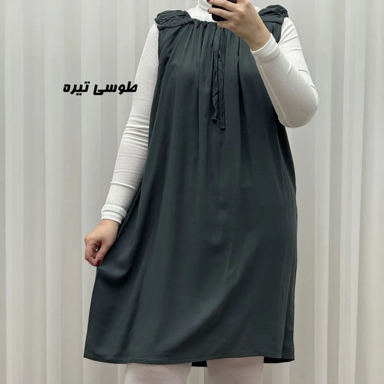 سارافون نخی زنانه کوتاه ساده فری سایز مناسب تا سایز 52