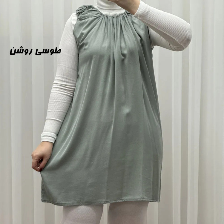 سارافون نخی زنانه کوتاه ساده فری سایز مناسب تا سایز 52