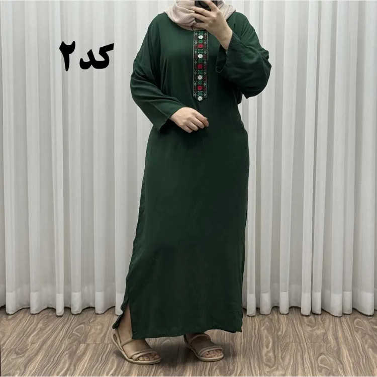 پیراهن کفتان کراش گلدوزی فری سایز زنانه تا سایز 52 شیک و راحت چهارفصل