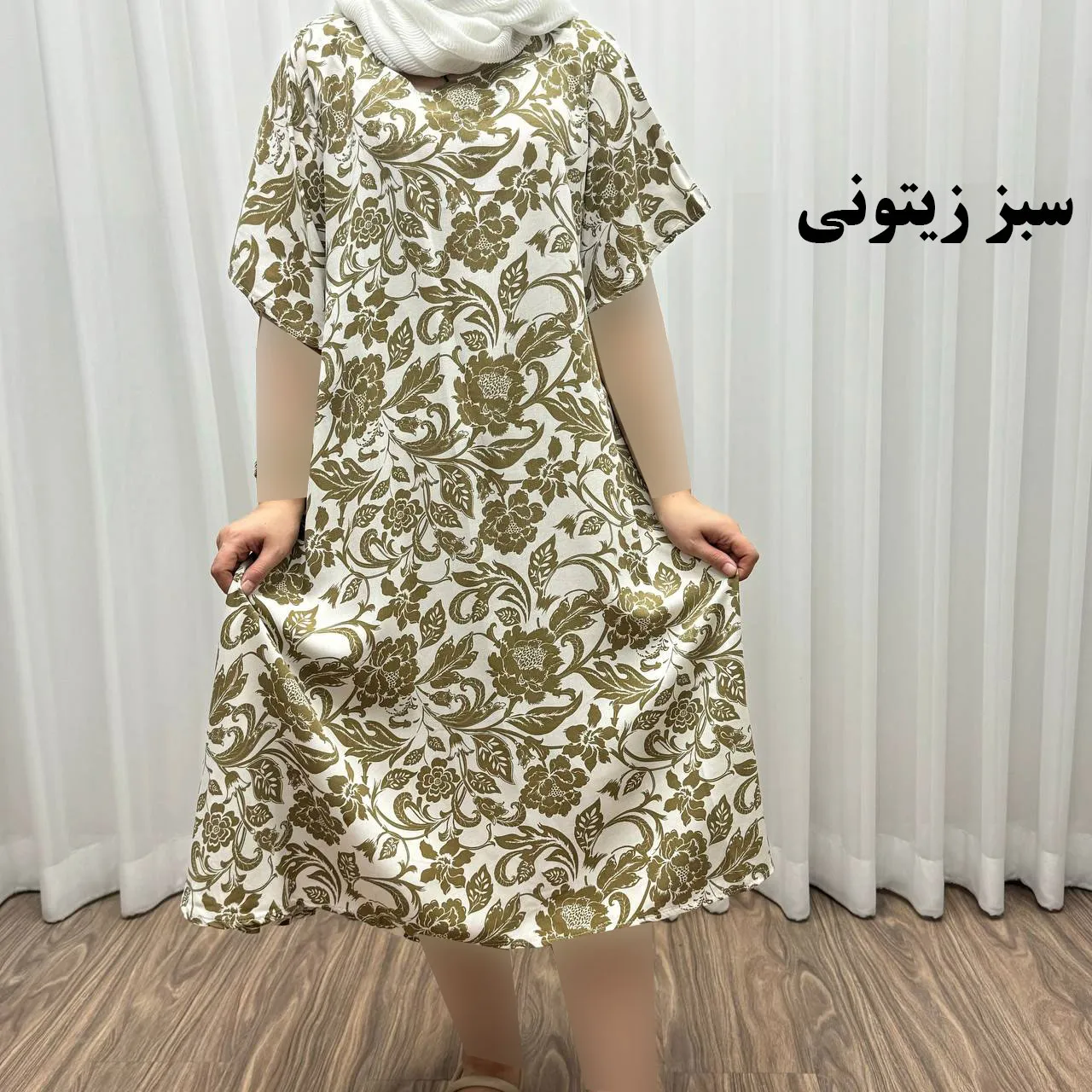 پیراهن راحتی نخی فلور فری سایز تا 50 تنخور شیک و راحت چهارفصل زنانه و دخترانه بدون دکمه جلو کمربنددار سایه نمیاندازد