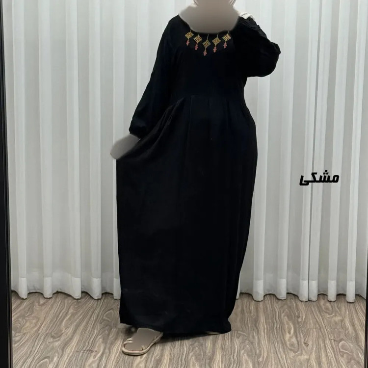 پیراهن ساحلی نخی گلدوزی شده مدل میلان فری سایز مناسب تا 46 با کمربند