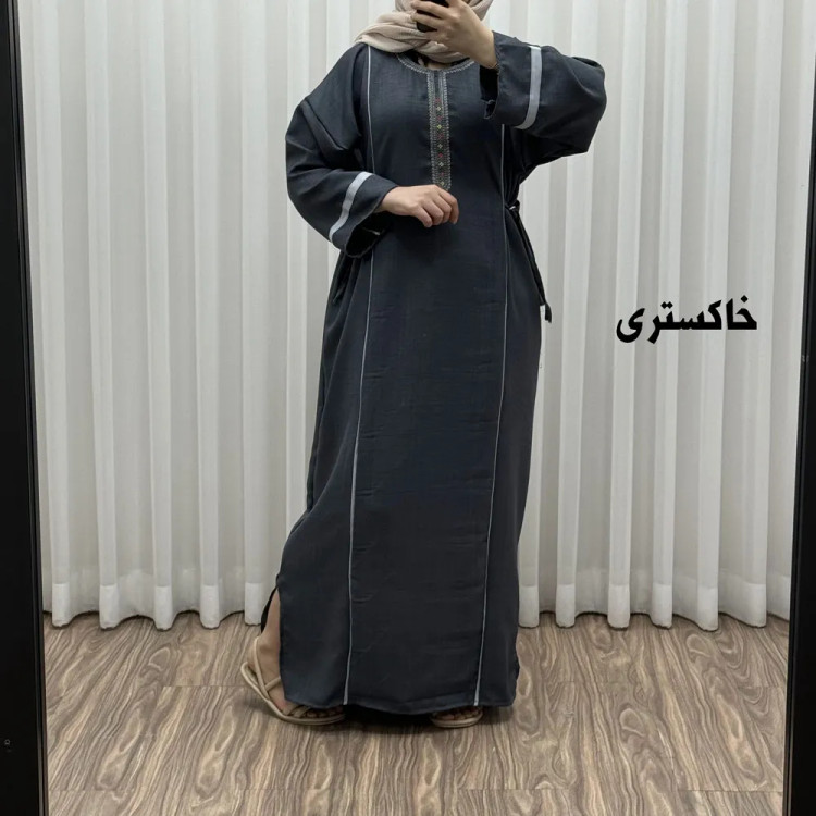 پیراهن نخی گلدوزی یال صوفیا فری سایز تا 52 بنددار چهارفصل زنانه شیک