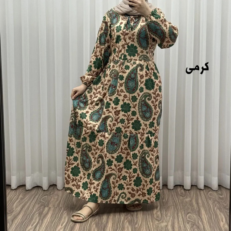 پیراهن فلور بوگاتی فری سایز تا 48 زنانه تنخور شیک و راحت چهارفصل بدون بدن نما