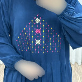 پیراهن ساحلی نخی گلدوزی شده زنانه و دخترانه فری سایز تا 46 با کمربند
