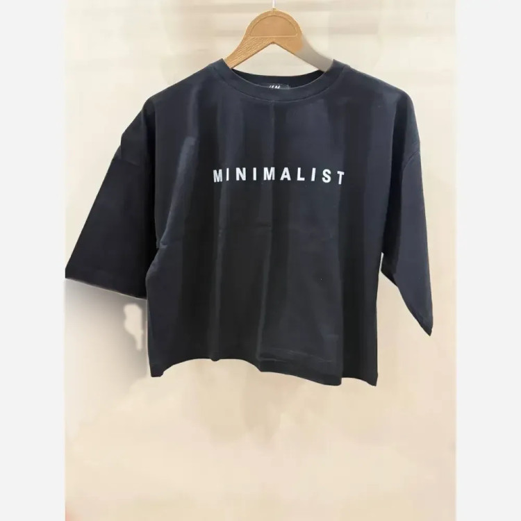 تیشرت کراپ دخترانه زنانه مینیمال سبز پاستلی طرح MINIMALIST