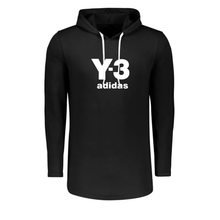 تیشرت آستین بلند مردانه طرح Y3 مدل U4789 کلاه دار نخی اعلا در دو رنگ مشکی و سفید سایز L XL 2XL