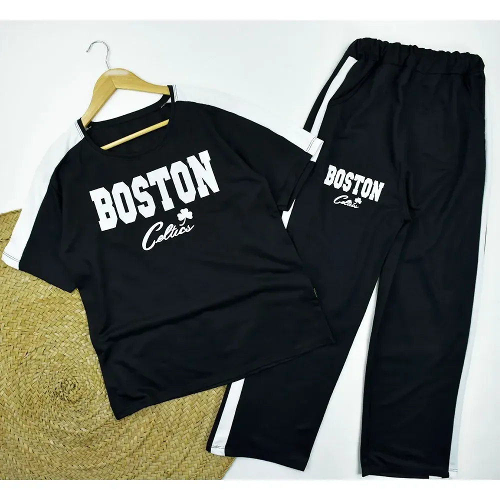 ست تیشرت و شلوار زنانه طرح BOSTON کد 11740 فری سایز