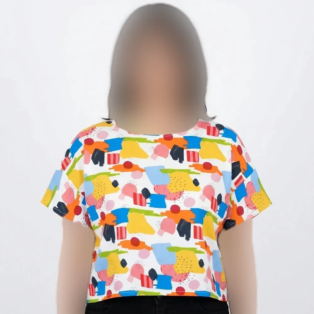 کراپ زنانه نخی یقه گرد در 20 طرح مختلف کد 11546