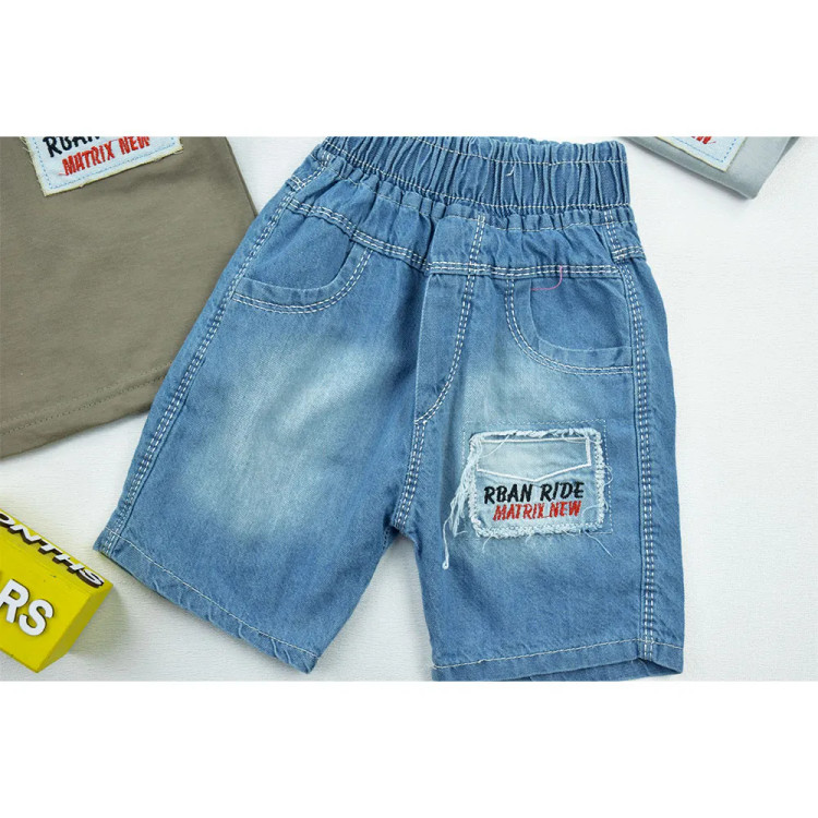ست تیشرت و شلوارک پسرانه مدل RBAN کد 11295 با شلوارک جین