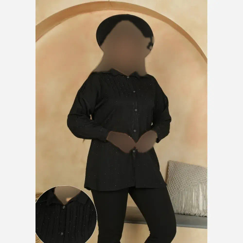 شوميز مشكي نگين كاري