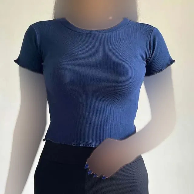 کراپ تیشرت کبریتی مدل 1131 راهراه رنگی فری سایز زنانه